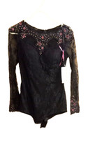 Leotard Clarisse Womans Size 6 dance ice skating black lacejewled eveningwear