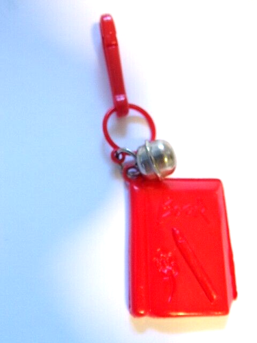 Vintage 1980s Plastic Bell Charm Red Book with Pen and Flower on Front Clip on - Picture 3 of 4