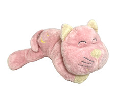 Rare Russ Berrie Baby Cuddle Cat 10  Pink Yellow Kitten Rattle Moon Stars