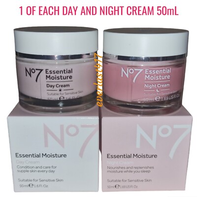 No7 Essential Moisture Day Night Cream Sensitive Skin 50ml Duo Set moisture  UK