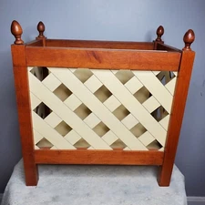 Ethan allen magazine rack vintage Cream Lattice 17.5x18.5x11 Modern