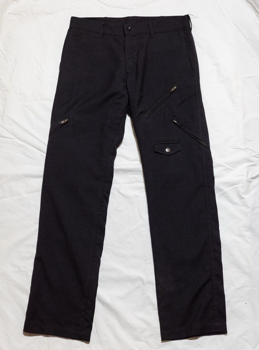 Comme Des Garcons Homme Black Wool Pants With Zipper Pockets Comme Des Garcons Homme Black Wool Pants With Zipper Pockets