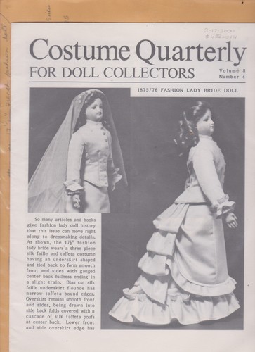 FASHION LADY BRIDE DOLL PATTERNS FOR 17-1/2 IN DOLLS CLOTHING PATTERNS UNCUT