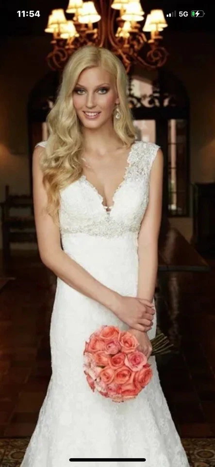 Allure 浪漫蕾丝婚纱改装 2 码华丽! 象牙色 — 第 3/4 张图片