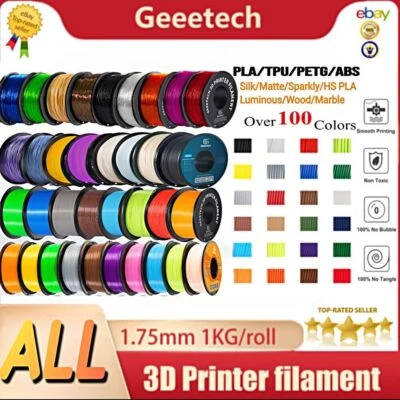 GEEETECH impression 3D Filament 1kg 1.75mm PLA ABS+ PETG TPU Résine Multicolore