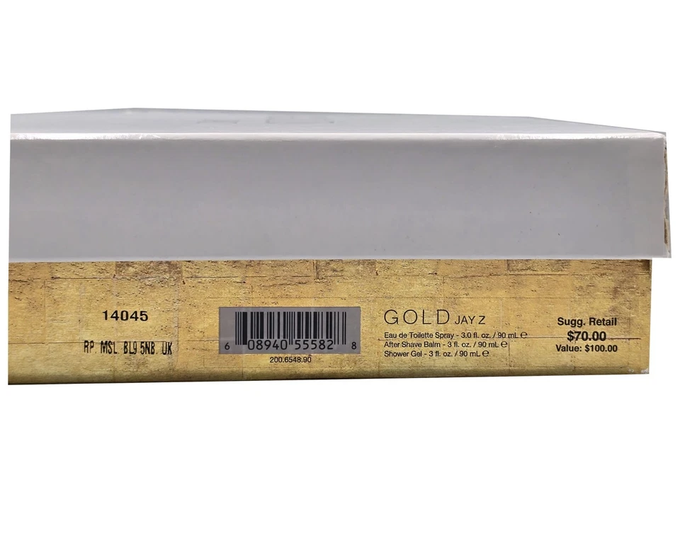 Jay-Z Gold conjunto de 3 peças para homens -3,0 oz Eau De Toilette spray + 3,0 oz gel de banho + bálsamo pós-barba - Imagem 4 de 4