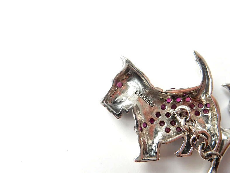 Ruby Gemstone Scottie Dog & Bone Cufflinks Sterli… - image 5