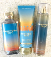 Bath & Body Works SUMMERTIME SURF Shower Gel Body Cream Fragrance Mist SET of 3