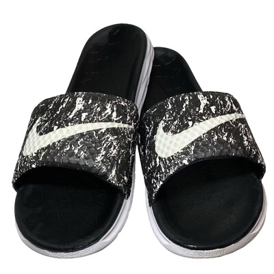 Rare Nike Benassi Solarsoft Slides Men's Size 17 Sandals Black/White 705476-010