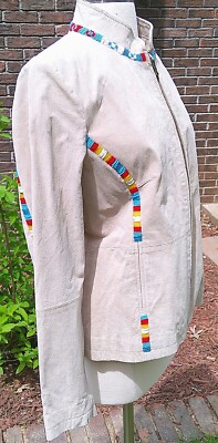 Beaded Western Beige Southwestern Suede Jacket NWT Large