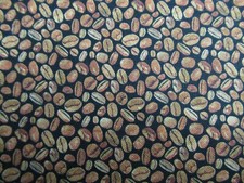 Fat Quarter Coffee Beans Brown Cotton Fabric 18" x 21"