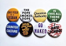 Vintage Reproduction Pinback Buttons Magnets & Bottle Openers. Set 01