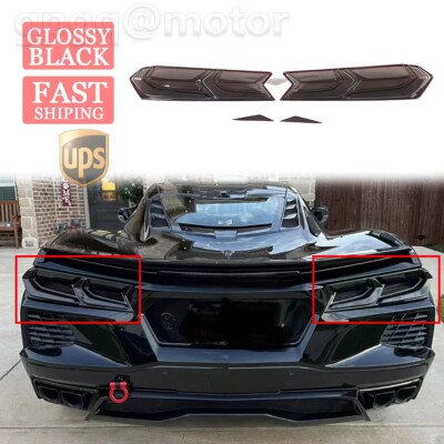 For Corvette C8 Z51 Stingray 2020-23 Exterior Rear Tail Light Smoked Cover Trim