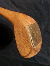 ANTIQUE BRASSIE GOLF CLUB WOODEN HEAD WOODEN SHAFT COLLECTIBLE GOLFING