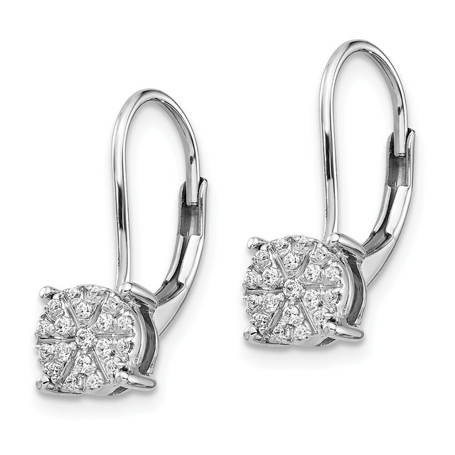 14k 14kt White Gold Diamond Cluster Leverback Earrings 19 mm X 13 mm eBay