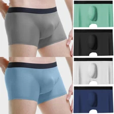 Men Ice Silk Seamless Underwear Boxer Shorts Sexy Ultra-thin Panties Underpants