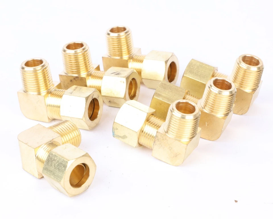 7-Pack Fairview 69-8C Brass Elbow Tube Fitting, 1/2" Tube OD x 3/8" Male NPT - Image 2 of 3