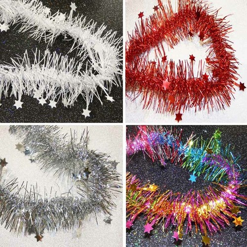 Thin Tinsel Garland Star Tinsel Design 3 Metres Xmas Tinsel Garland