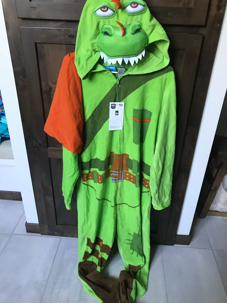 NWT Fortnite Epic Games Unisex Size Large Rex Green Costume Pajamas Cosplay