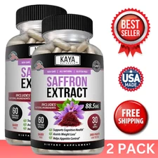 (2 Pack) Saffron Extract 60ct Seasonal Depression Focus Support Appetite Control