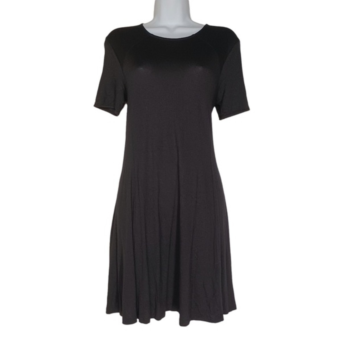 ABERCROMBIE & FITCH Short Sleeve Zipper Back A Line Black Stretchy Dress XS