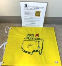JACK NICKLAUS SIGNED 2021 MASTERS FLAG US OPEN BRITISH PGA GOLDEN BEAR 2023 BAS