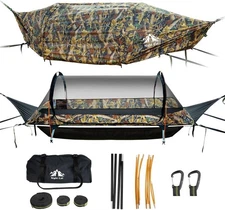Night Cat Flat Lay Hammock Tent with Mosquito Net Waterproof Camouflage 