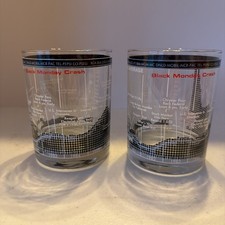 Ten Year Dow Jones Average 1977-1987 Black Monday Crash Drinking Low Ball Glass