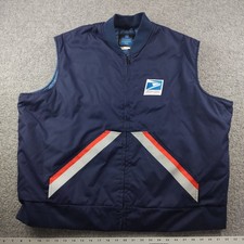 VTG USPS Vest Mens 2XL XXL Navy Blue Reflective Striped Insulated Full Zip