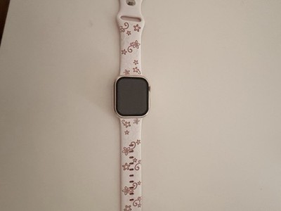 Apple Watch 38mm Pink Aluminum Case White Silicone Band Heart Rate Monitor