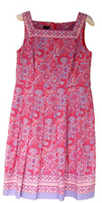 Talbots Medallion Fit  Flare Square Neck Sleeveless Dress Size 10P