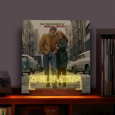 CoolGift Mart Now Playing Vinyl Record Stand Desktop, Light up Record Holder
