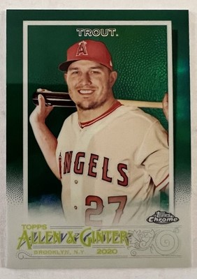 2020 Topps Allen and Ginter Chrome Mike Trout #85 Green Refractor 11/99 Angels