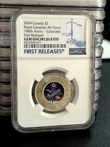 Canada 🇨🇦 2024 - $2 Royal Canadian Air Force Colorized Coin - NGC Gem UNC