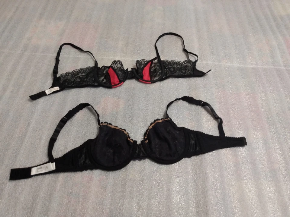 Sujetador H&M & Christian Dior Intermates 2 piezas encaje negro y rojo y negro talla 34C Foto 4 de 4