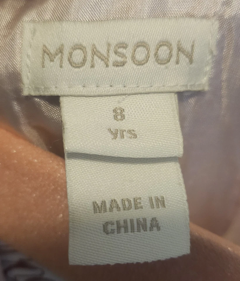 Vestido Monsoon Meninas Juvenil Tamanho 10 Barbie Rosa Cetim Dourado Lantejoulas Concurso - Imagem 3 de 3