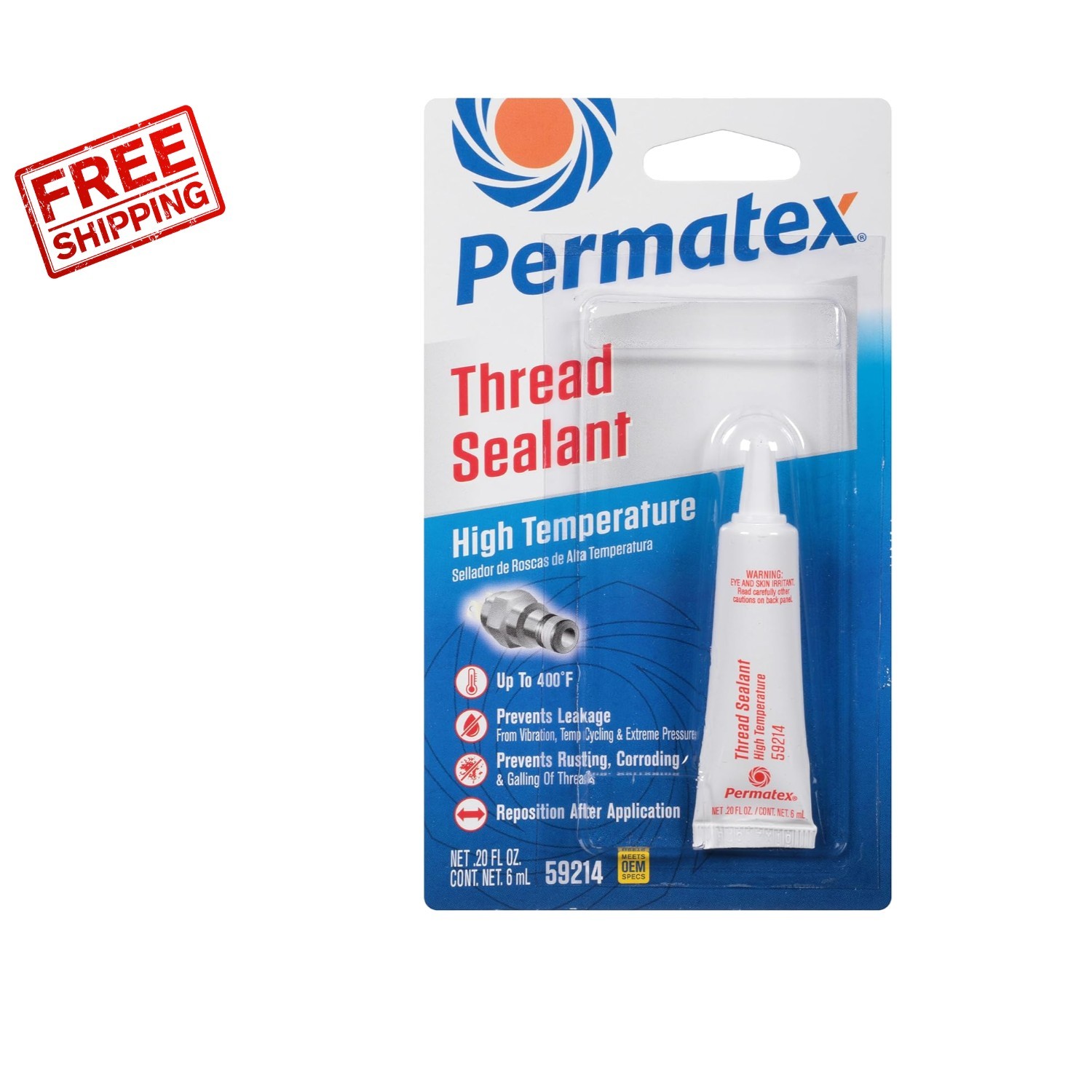 High Temp Silicone Thread Sealant 6ml Tube - Locks and Seals Metals & Plastics