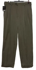 Izod Pants Mens Green 33X32 Performance SportFlex Double Pleated Metrix Fit NWT