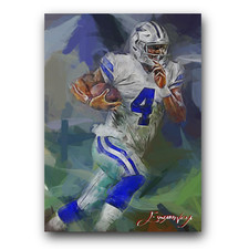 Dak Prescott #15 Art Card Limited 43/50 Edward Vela Signed (Dallas Cowboys)