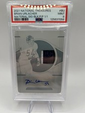 2021 Panini National Treasures Brian Urlacher Auto Patch 1/1 (Print Plate) PSA 9