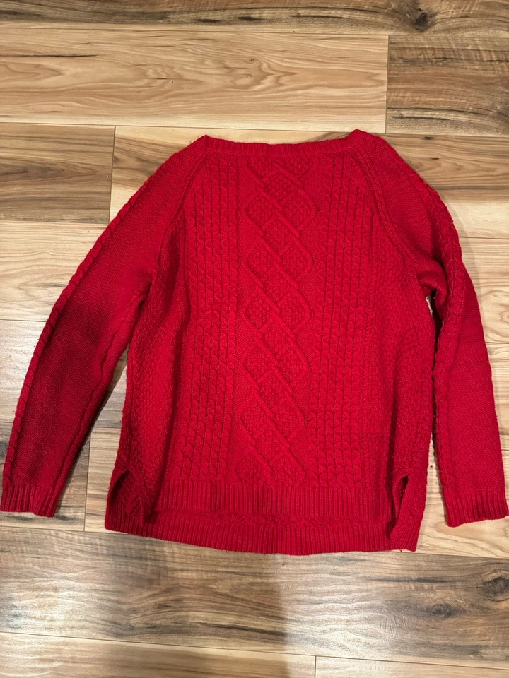 Suéter feminino Lands' End vermelho robusto malha mistura de algodão - Tamanho 18/XL - Imagem 3 de 4