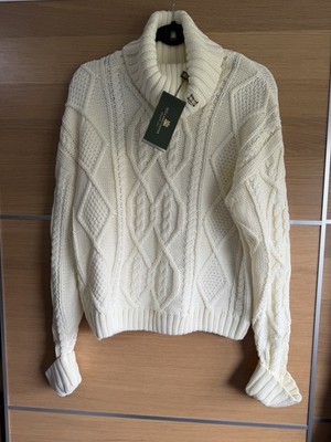 Holland Cooper Größe S 8 10 Austernweiß Noveli Zopfmuster Rollkragen Pullover Neu