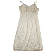 Vintage Van Raalte Opaquelon Full Slip Lace Trim White Lingerie Dress Mid-Length