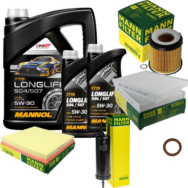 Mann Inspektionspaket 7L Mannol Longlife 504/507 5W-30 FüR BMW F10 535I F18 F11-image