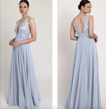 New BHLDN Anthropologie Jenny Yoo Kinsley Dress in Whisper Blue Sz 8 $325 lace