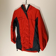 Columbia Woman's Jacket Small Red Windbreaker With Hoodie