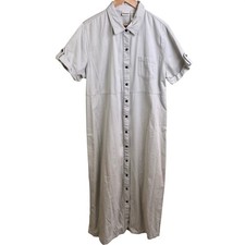 VTG Bobbie Brooks Khaki Safari Short Sleeve Snap Front Maxi Dress Size XL(16-18)