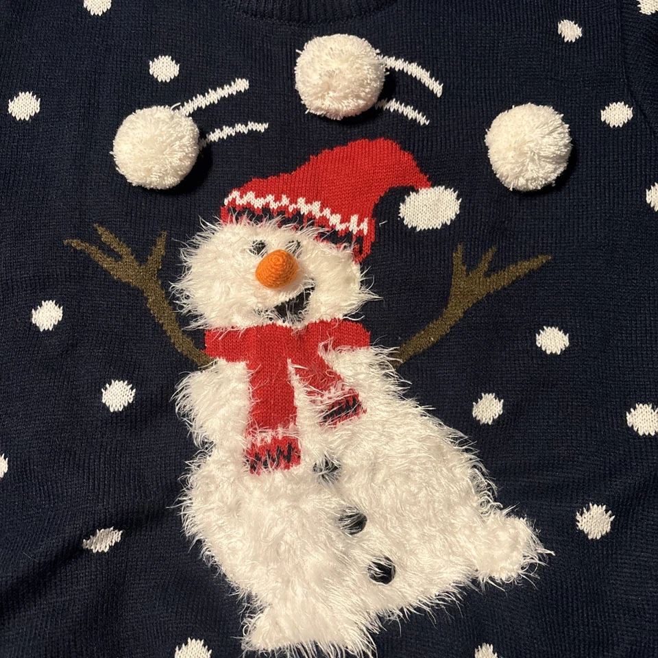 Atmosphere Snowman Christmas Sweater US 10/12 Adults Dark Blue Pullover Knitted - Image 2 of 4
