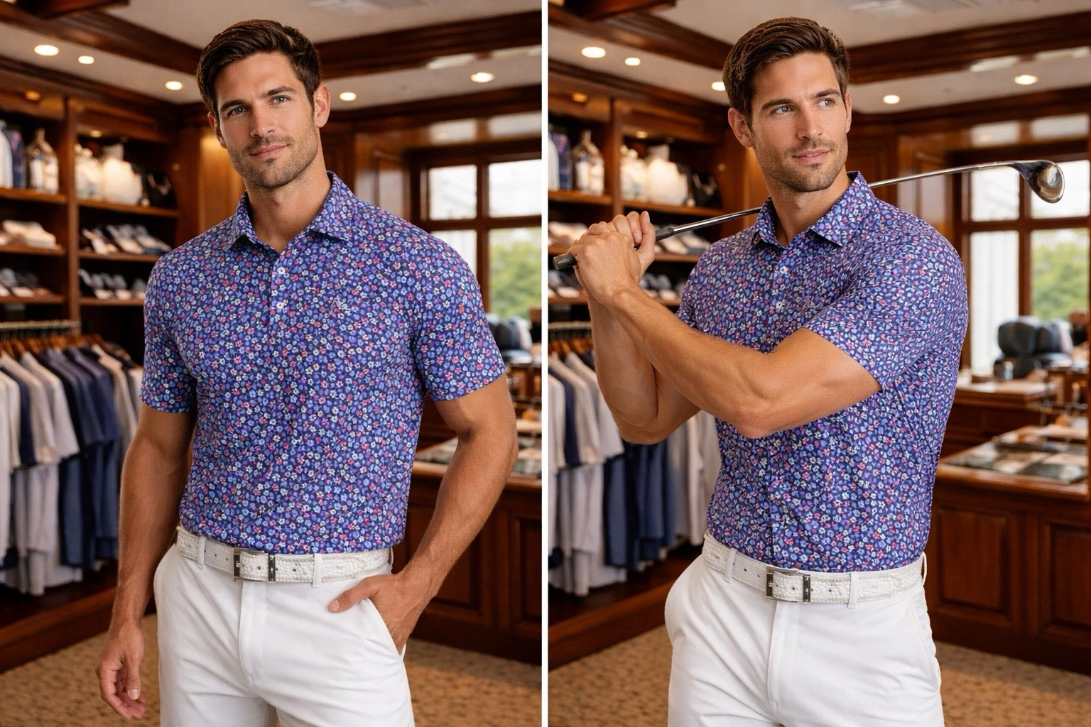 Rhoback Floral Polo Mens XL Performance Golf All Over 🌸