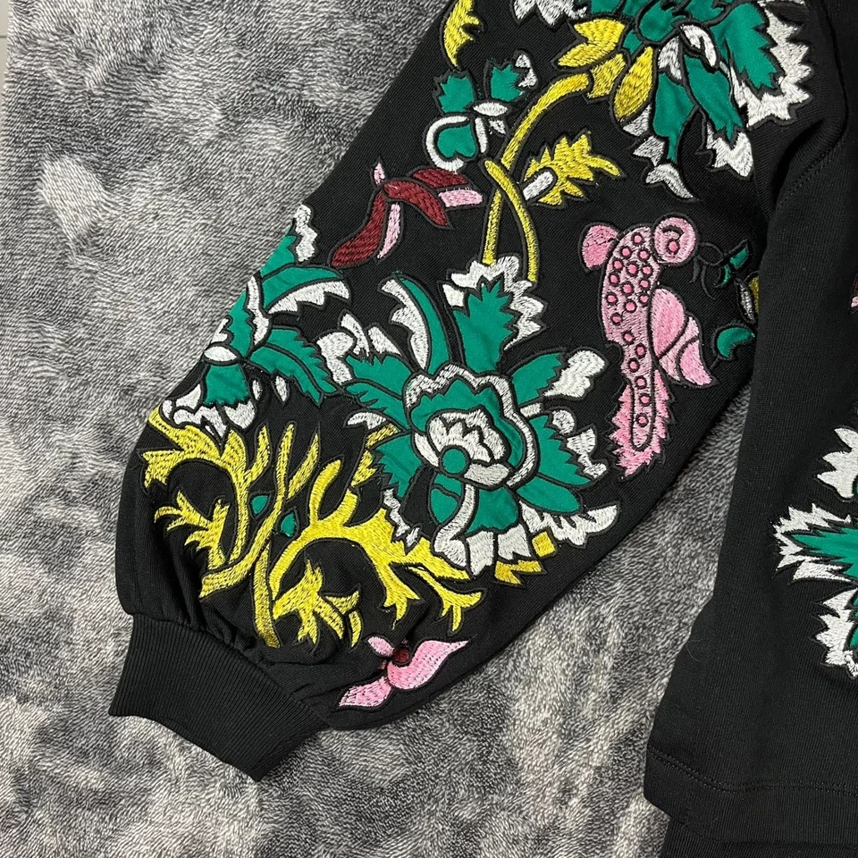 Alice + Olivia Gaia Blouson-Sleeve Embroidered Sweater Cropped Women's M - Image 4 of 4